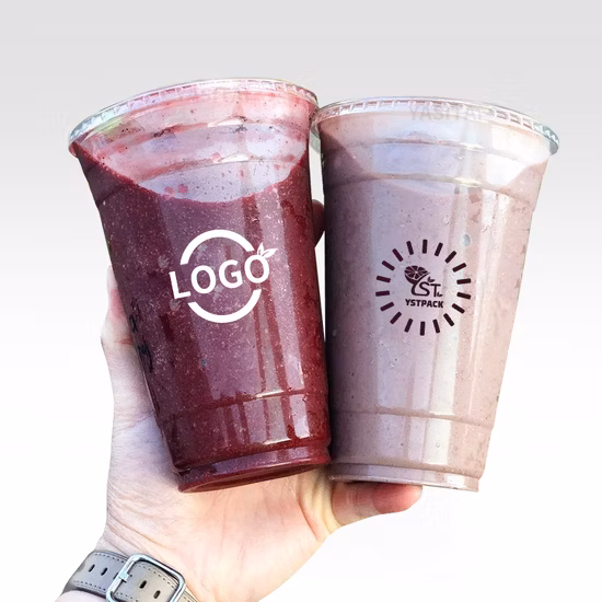 Eco Friendly Custom Printed Clear 12, 16, 20, 24 32oz PP Pet Transparent Disposable Plastic Cup with Lid