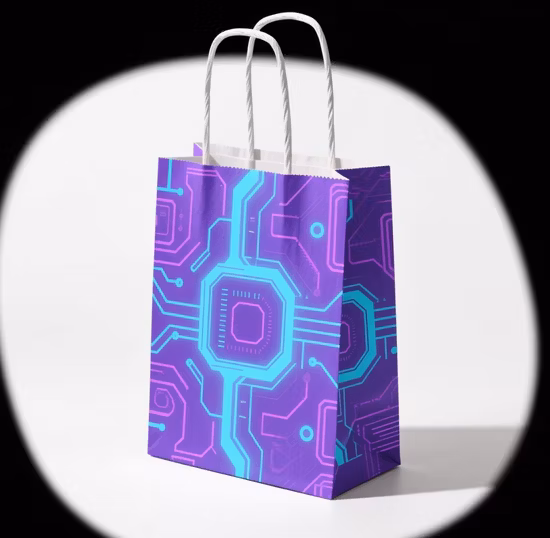 Printed Black Paper Packaging Luxury Shopping Gift Bag with Handle